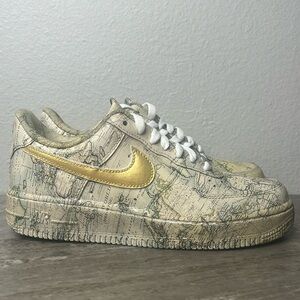 Nike Air Force 1’s  Graphic European Map Geography Men’s 7 *EUC* RARE
